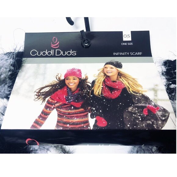 Cuddl Duds Womens Black White Striped Soft Chunky Knit Infinity Scarf New - Picture 6 of 10